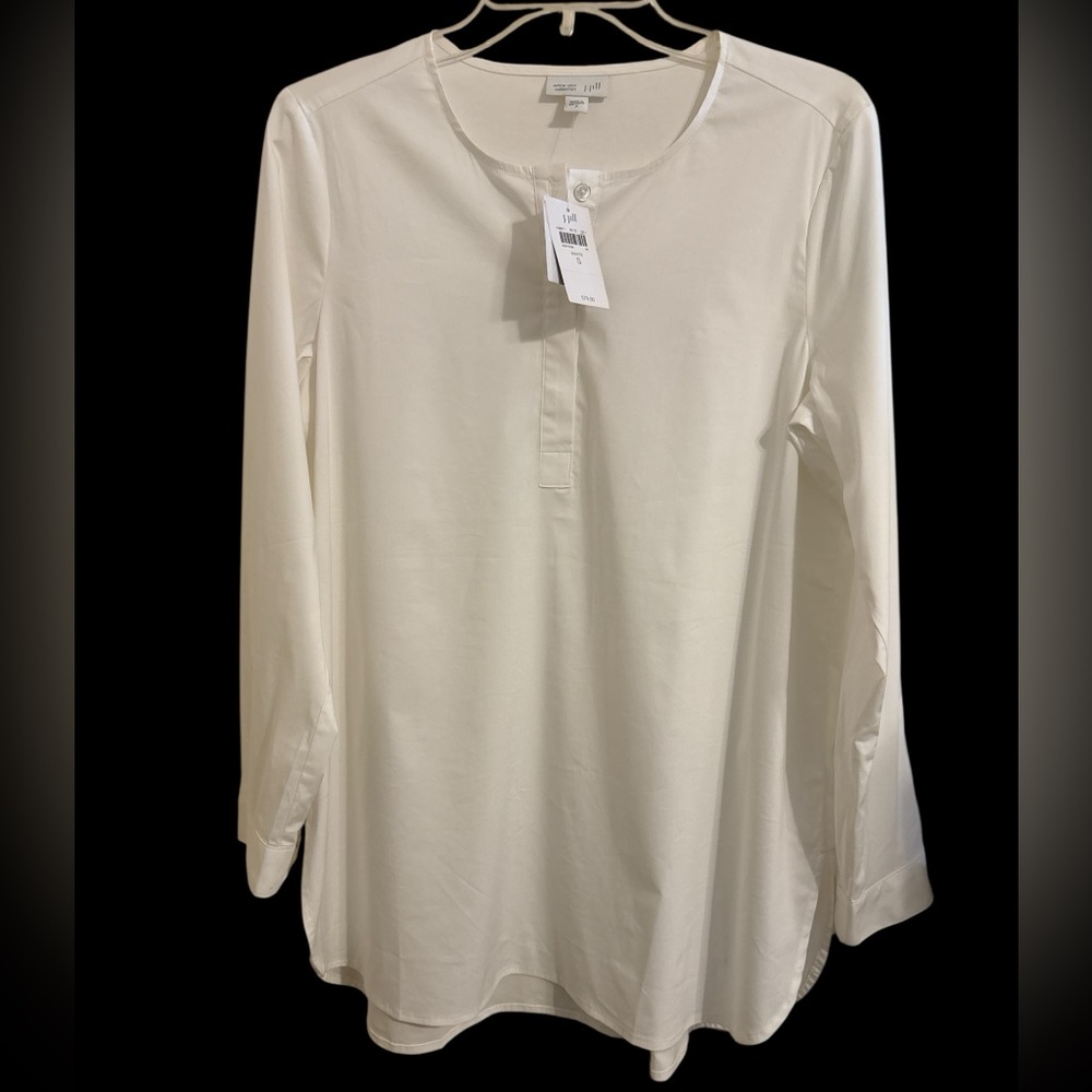 NWT J.Jill White Long Sleeve Button Down Shirt/Mini Dress